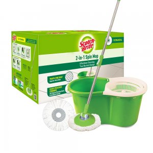 Scotch-Brite 2-in-1 Bucket Spin Mop (Green, 2 Refills), 4 Pcs