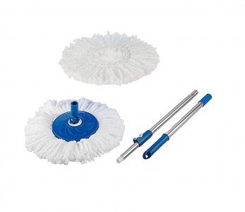 Gala Stainless Steel Mop Rod/Stick/Handle with 2 Microfiber Head Refill Floor Cleaning